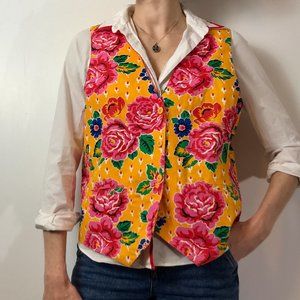 1980s Vintage colorful floral vest